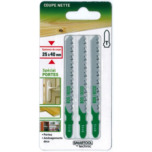 3 lames scie sauteuse type T pour bois portes 25 à 40 mm SMARTOOL TECHNIC 961132 photo du produit Principale L