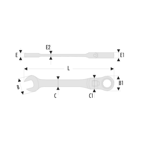 Clé mixte à cliquet articulée métrique - FACOM - 467F.9 pas cher Secondaire 1 L