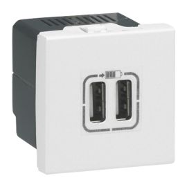 Chargeur USB MOSAIC Legrand 2 modules 230 V blanc photo du produit Principale M