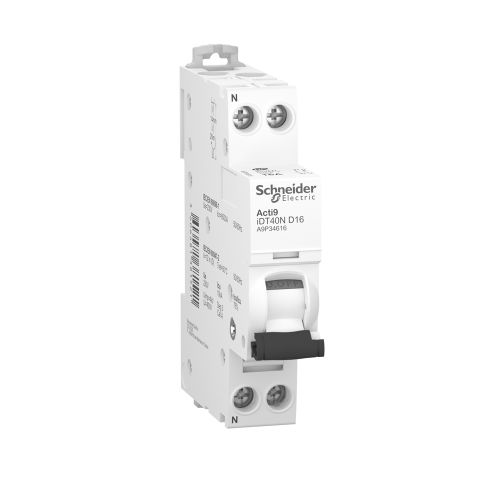 Disjoncteur modulaire ACTI9 iDT40N 1P+N 16A 6000A / 10kA - SCHNEIDER ELECTRIC - A9P34616 pas cher Principale L