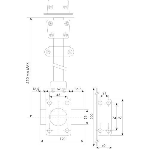 Verrou 2 points en applique Zenith 1520 à bouton cylindre de 45mm gauche - ISEO - 15200455.5 pas cher Secondaire 6 L