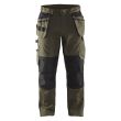 Pantalon maintenance+stretch poches flottantes vert kaki/noir T40L - BLÅKLÄDER - 149613304599C146 pas cher