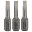 Paquet de 3 embouts de vissage plats qualité extra-dure queue six pans mâle 1/4'' S0,5x4 L 25mm - BOSCH - 2607001457 pas cher