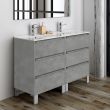 Meuble de salle de bain 120cm double vasque 6 tiroirs sans miroir TIRIS 3C ciment (gris) - COSYNEO - SIR3TIRIS120CIMB pas cher