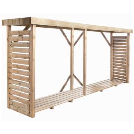 Bûcher en bois DALLAS XXL 3,8 m³ Forest Style avec toiture plate et plancher - 3258 pas cher Principale M