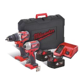 Pack de 2 outils 18V Milwaukee M18 CBLPP2B-402C brushless + 2 batteries 4 Ah + chargeur en coffret - 4933464593 photo du produit Principale M