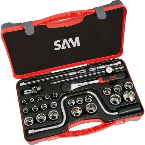 Coffret 1/2'' de 28 outils Sam outillage 12 pans en mm - 75-S28P photo du produit Principale L