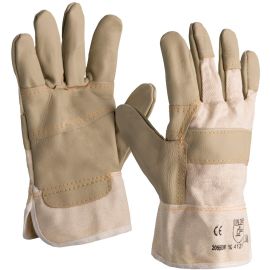 Gants docker cuir fleur d'ameublement marron/beige T10 - 2055DW pas cher Principale M