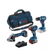 Combo kit 3 machines 18 V (GWS7/GSB45/GDX200) + 2 batteries 5 Ah + sac BOSCH 0615990N31 photo du produit