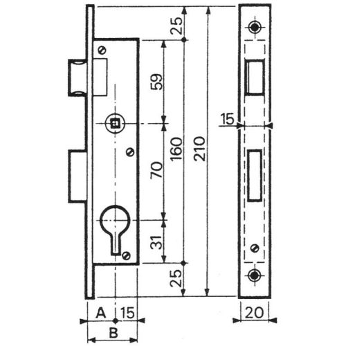 Serrure monopoint à larder profil étroit pour monobloc coffre standard 42mm axe 27mm droite - BRICARD – 5368045 pas cher Secondaire 1 L