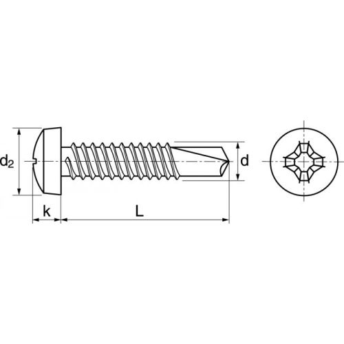 Vis autoperceuse tête cylindrique inox A2 3,9X38 boîte de 200 - ACTON - 624293,9X38 pas cher Secondaire 3 L