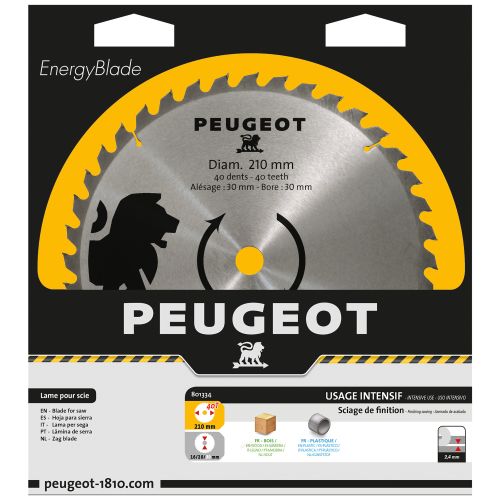Lame à pastilles carbure 210 mm alésage 30 mm 40T PEUGEOT OUTILLAGE 801334 photo du produit Secondaire 1 L