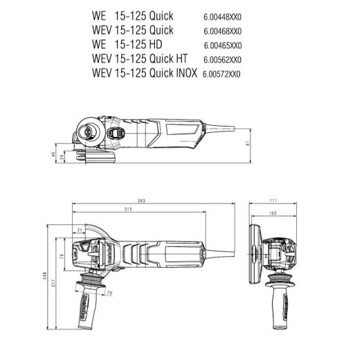 Meuleuse d'angle 1550W Metabo WEV 15-125 QUICK + boîte en carton - 6004468000 photo du produit Secondaire 3 L