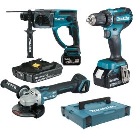 Pack de 3 outils Makita 18 V (DDF485/DGA504/DHR202) + 2 batteries 5 Ah + MAKPAC photo du produit Principale M