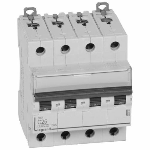 Disjoncteur DX³ 6000 10kA bornes à vis 4P 400V courbe C pour peigne HX³ traditionnel 25A - LEGRAND - 407900 pas cher