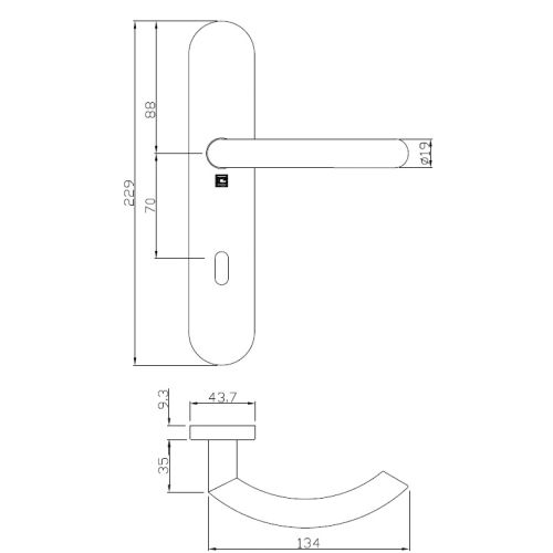 Ensemble sur plaque JADE Série 1094 type CLE L finition inox brossé Héraclès B-INOX-SP03 photo du produit