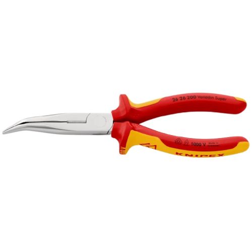 Pince à becs demi-ronds coudée isolante 1000V 200mm - KNIPEX - 26 26 200 pas cher