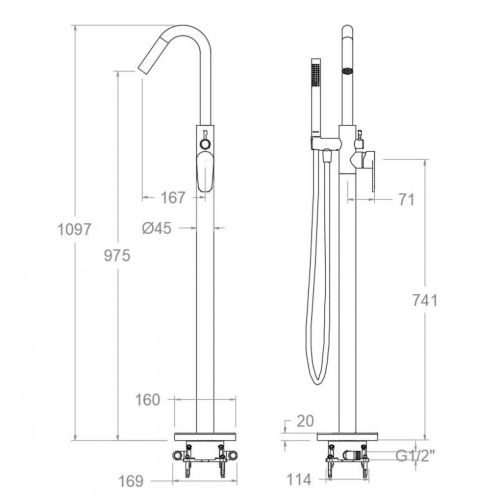 Colonne de douche monocommande 368503DNM ALEXIA avec ensemble pour baignoire - RAMON SOLER - 36C303380 pas cher Secondaire 1 L