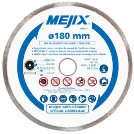 Disque grès cérame Mejix D180 mm avec bague de réduction 25,4/22,2 mm - 180012 photo du produit Principale M