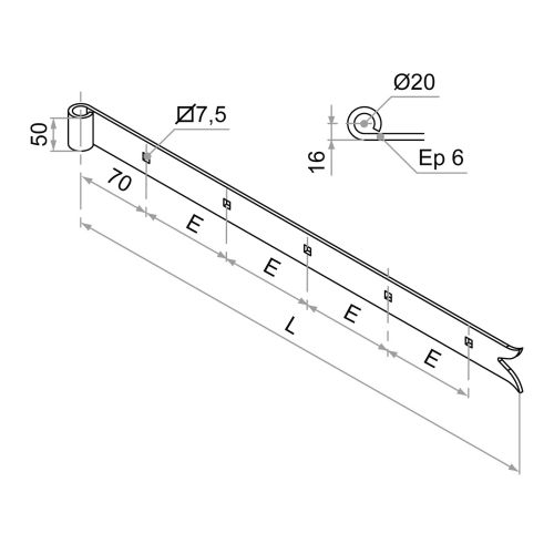 Penture queue de carpe noire 50x6mm œil 20mm 100 - BURGAUD - 1PD92774 pas cher Secondaire 1 L