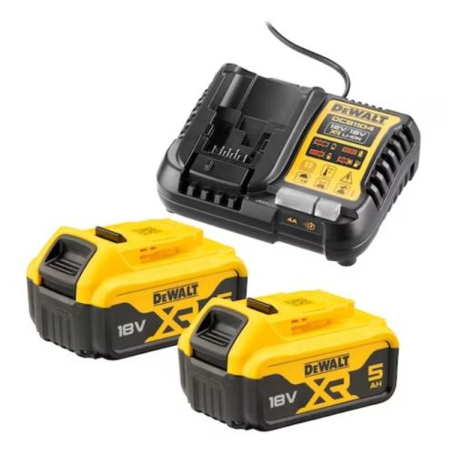 Pack 2 batteries 18 V XR 5 Ah Li-Ion + chargeur DEWALT DCB1104P2-QW photo du produit Principale L