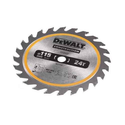 Lame de scie circulaire sans fil 24 dents 115 x 9,5 mm DEWALT DT20420-QZ photo du produit