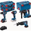 Kit 4 outils ProCORE18V (GSR90/GDX210/GSA28/GBH24) + 1 batterie 4 Ah + 2 batteries 5,5 Ah + GAL 1880CV en coffret L-BOXX BOSCH 0615990N37 photo du produit