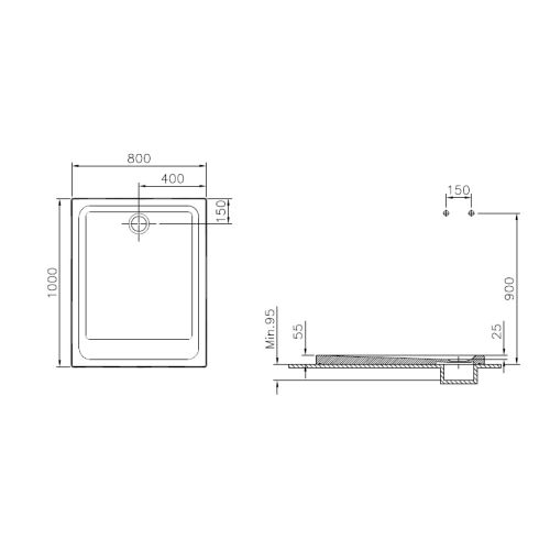 Receveur de douche ARKITEKT 100x80cm B90 antidérapant - VITRA - 5808L003M0578 pas cher Secondaire 1 L