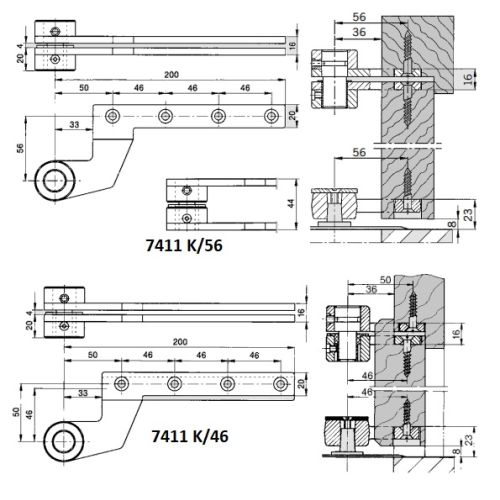 Pivot du haut 7411 K/46 complet en acier zingué pour porte à recouvrement simple action - DORMA - 45305015 pas cher