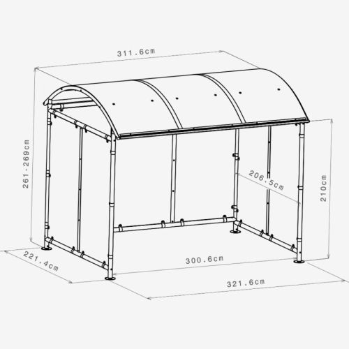 Abris vélos dôme modèle initial 322x221x261cm - B814C pas cher Secondaire 7 L