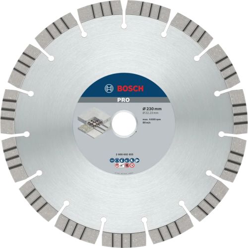 Disque &agrave; tron&ccedil;onner diamant&eacute; PRO Concrete 230 x 22,23 x 2,4 x 15 mm BOSCH 2608602655 photo du produit