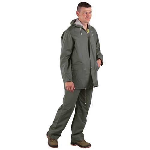 Ensemble de pluie veste et pantalon double enduction PVC vert TXL - 50202 pas cher Secondaire 1 L