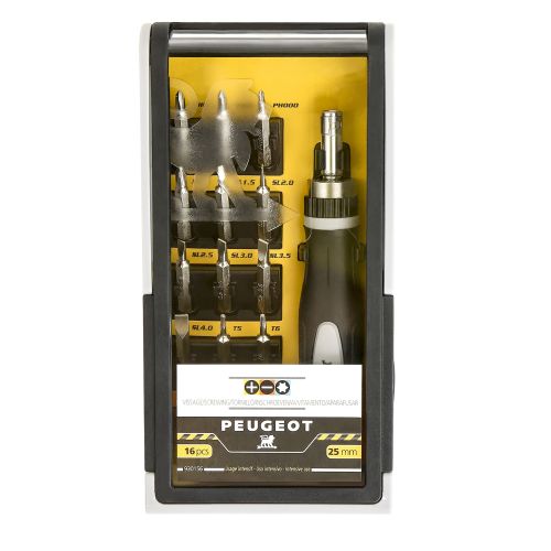 Coffret de 15 mini embouts de vissage 25 mm + porte embout PRO à cliquet PEUGEOT OUTILLAGE 930156 photo du produit Secondaire 2 L