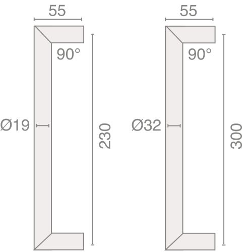 Poignée droite angles vifs Série 201 D 19x230mm - HERACLES - B-INOX-PT312 pas cher Secondaire 2 L