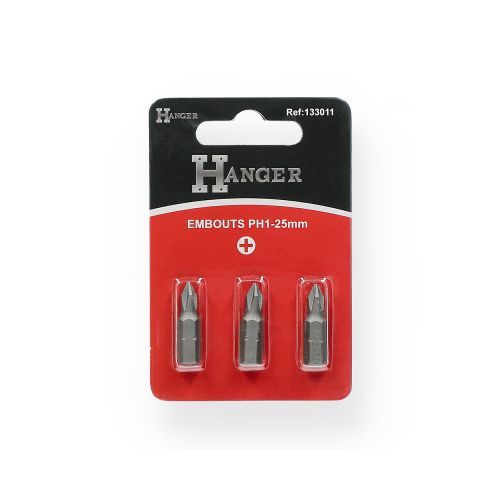 Carte de 3 embouts cruciformes PH1 25 mm HANGER 133011 photo du produit Secondaire 5 L