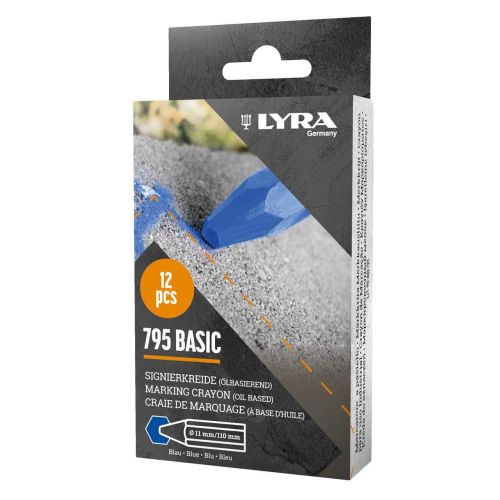Boîte de 12 craies de marquage à base d'huile 795 Basic 110x11mm bleus - LYRA - L4850051 pas cher