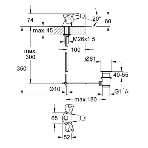 Mélangeur de bidet bec à rotule chromée ATLANTA bicommande - GROHE - 24471-000 pas cher Secondaire 2 L