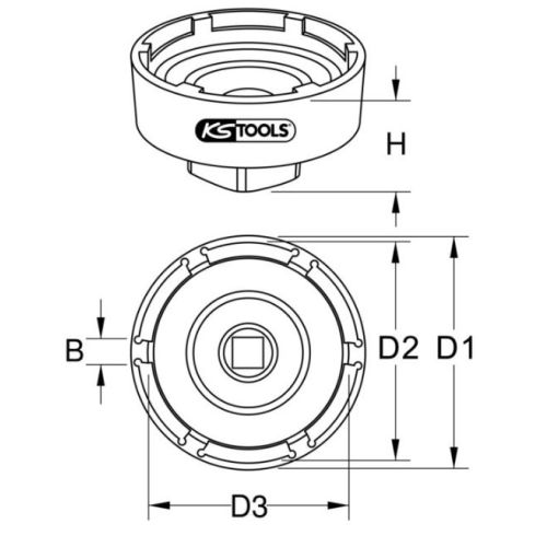 Douille 1/2 '' à 4 ergots D 48/53 mm pour Scania KS TOOLS 460.1680 photo du produit Secondaire 1 L