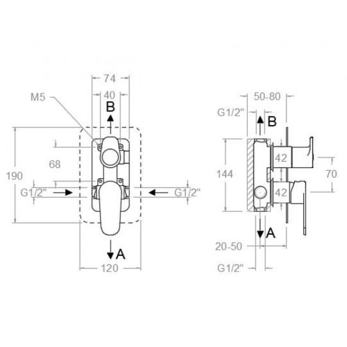 Mitigeur bain-douche à encastrer 2 voies ALEXIA 361502SOC - RAMON SOLER - 36C302292 pas cher Secondaire 1 L