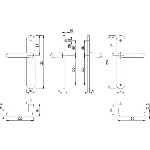 Garniture CORTINA sur plaque laiton bec de cane &ndash; HOPPE &ndash; 659852 pas cher Secondaire 1 L