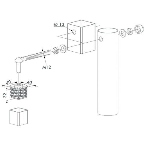 Set 2 charnières avec bouchons alu portillon M12 longueur 150mm - LOCINOX - P00008826 pas cher Secondaire 1 L