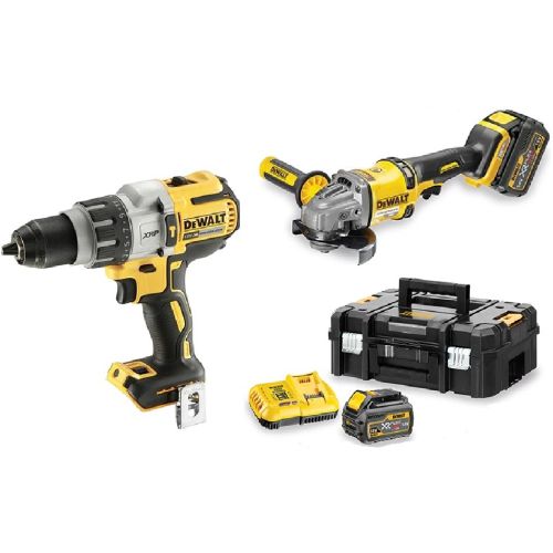 Pack 2 outils 18/54 V Dewalt DCD996 - DCG414 + 2 batteries 6 Ah + chargeur + coffrets T STAK photo du produit