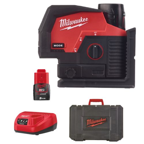 Laser vert 2 lignes avec aplmob 12 V M12 CLLP-301C + batterie 3 Ah + chargeur en coffret MILWAUKEE 4933478100 photo du produit