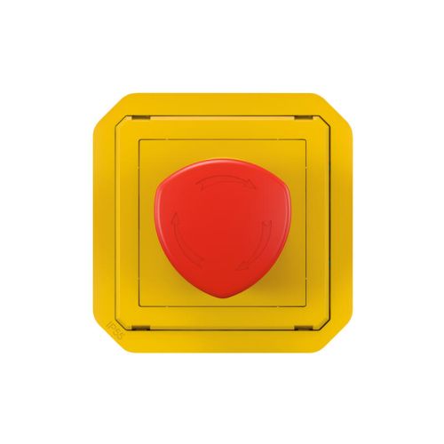 Coup de poing d'urgence poussoir déverrouillage 1/4 tour étanche PLEXO avec enjoliveur jaune et bouton rouge LEGRAND 069549L photo du produit Secondaire 1 L