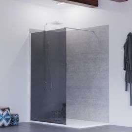 Paroi de douche fixe avec miroir effet fumée PSYCHE Cuisibane pas cher Principale M