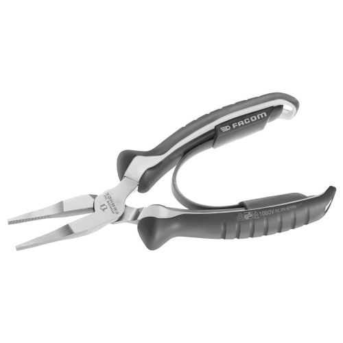 Pince &agrave; becs plats isol&eacute;es 1000 V VDE 200mm - FACOM - 188A.20VE pas cher