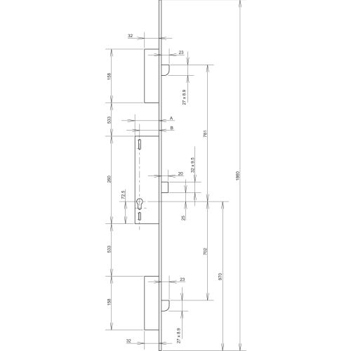 Coffre 92MTX à 3 points U9 coffre 41mm sans gâche - METALUX - F1U9410200 pas cher Secondaire 1 L