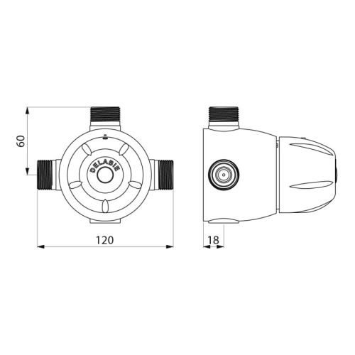 Mitigeur thermostatique centralisé PREMIX CONFORT 3/4'' débit 55 - DELABIE - 731002 pas cher Secondaire 1 L