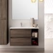 Meuble de salle de bain 80cm vasque déportée 2 tiroirs et 2 niches sans miroir OLYMPE britannia (chêne foncé) - COSYNEO - VENOLYMPE80BRIB pas cher