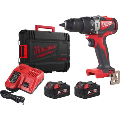 Perceuse visseuse à percussion 18V M18 BLPD2-502X + 2 batteries 5.0 Ah +  chargeur + HD BOX MILWAUKEE 4933464517 - MILWAUKEE - 4933464517